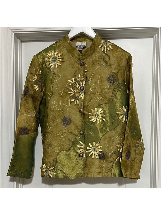 The Travel Collection Jackets & Blazers - THE TRAVEL COLLECTION silk Embroidered  button up  Floral JACKET. 1X